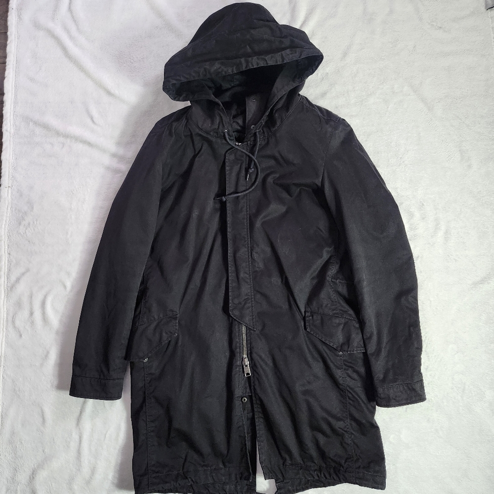 ALL SAINTS Women's Prior Parka Oversized Hooded Coat Black XS‎